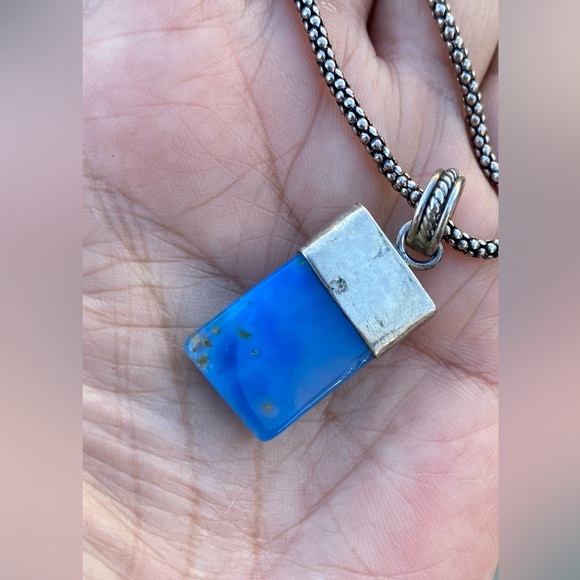 Stone Age sterling silver blue chalcedony earring and necklace set - Picture 7 of 7